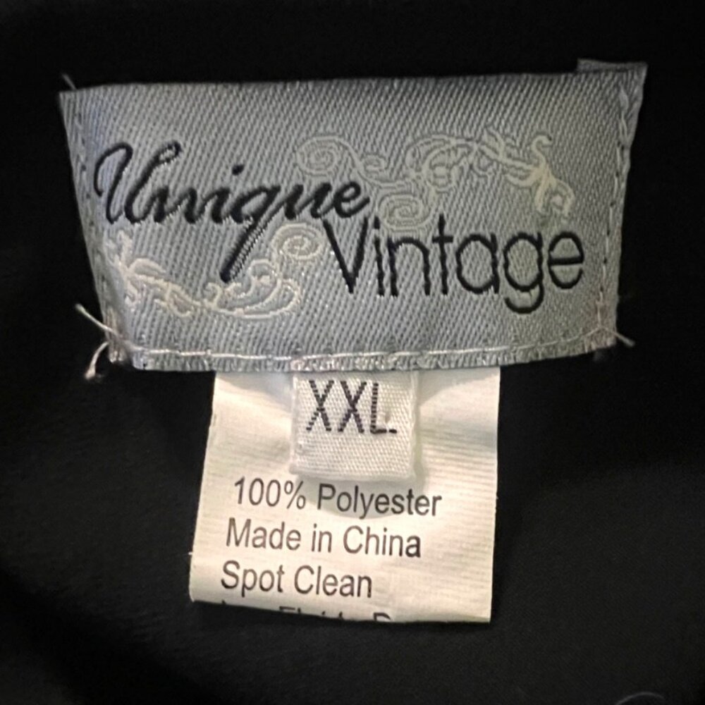 Unique Vintage Flapper Style Dress 2X Black Beaded Sleeveless Lace Sequins Jewel - Picture 13 of 14